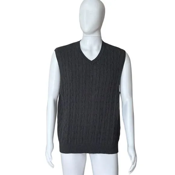 Club Room Men's Cable Knit V-Neck Sweater Vest Gray Size L - Picture 7 of 7